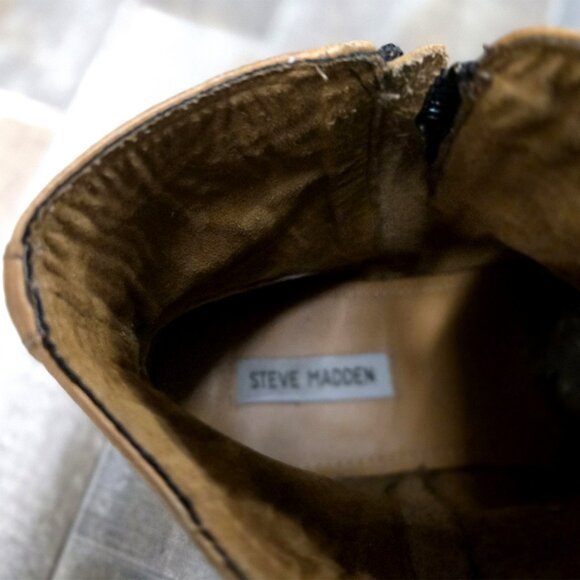 STYLISH STEVE MADDEN ZIPPERED MENS CHELSEA BOOTS SIZE 11 TAN VERY GOOD CONDITION - Picture 8 of 8